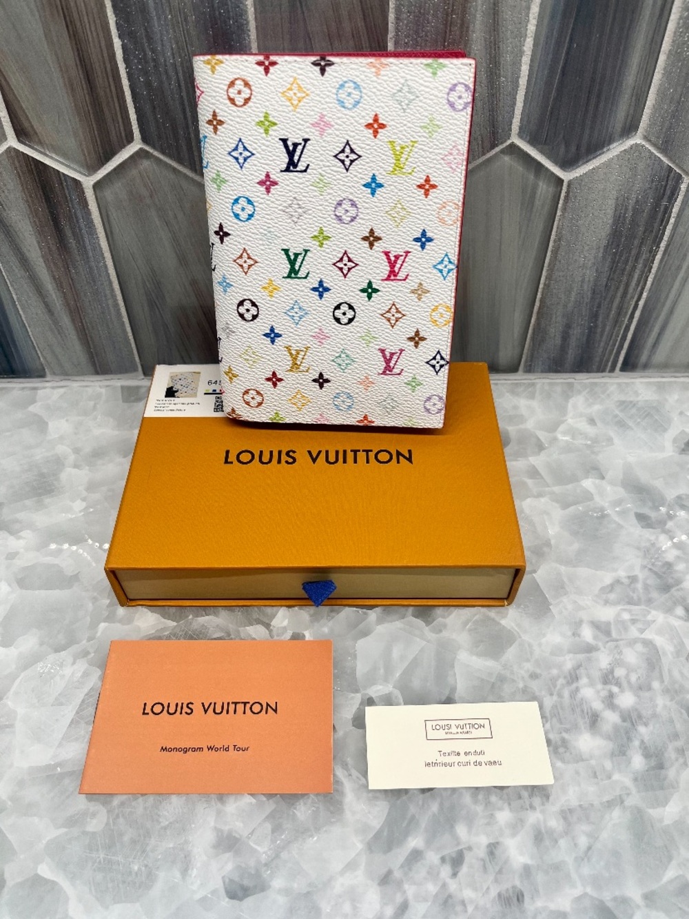 Monogram fashion inspired multicolor Passport and card holder